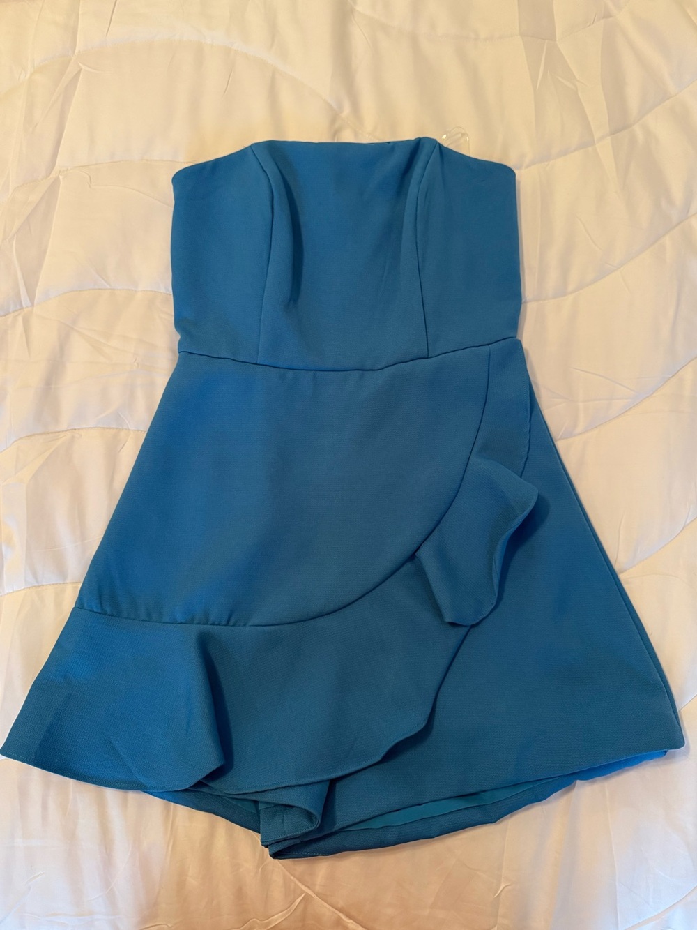 NWT DO+BE Teal Blue Strapless Ruffle Romper